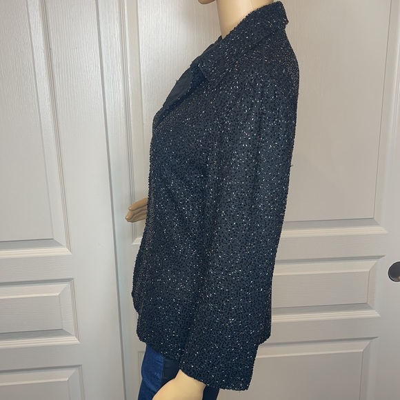 JKara New York Black Beaded Jacket/Top Size L - Picture 3 of 11
